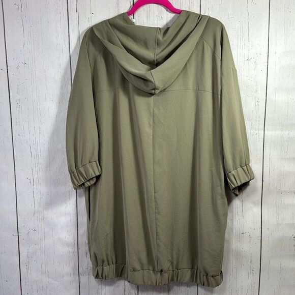 Zara Olive Green Oversized Hoodie Dress with Half Zip Size M Streetwear Edgy - Picture 16 of 16